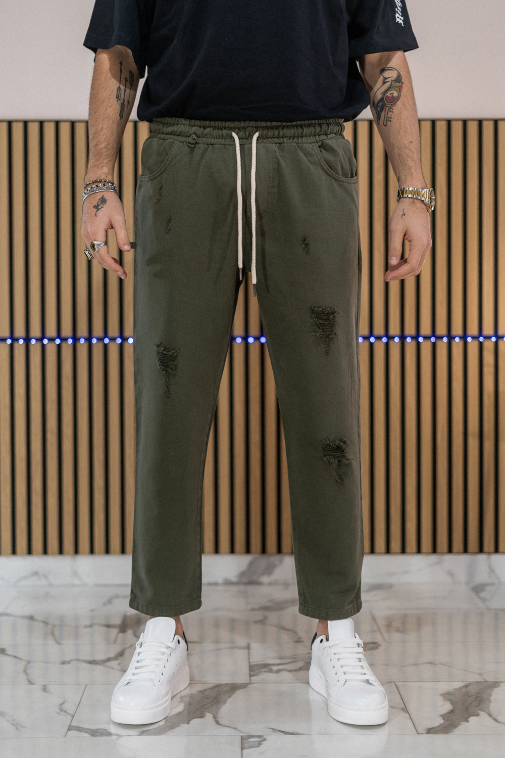 Mens Denim Olive Green Jogger Jeans Herrnalise Men's Joggers Cargo
