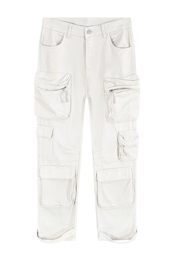 Jeans Cargo Beige — Baggy con Tasconi