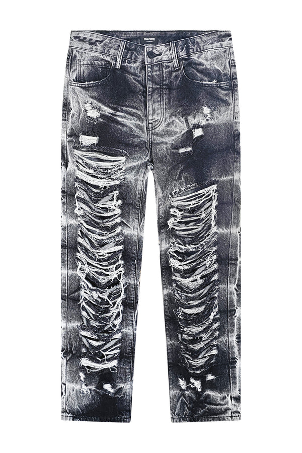 Jeans Nero Ripped — Straight con Sfumature