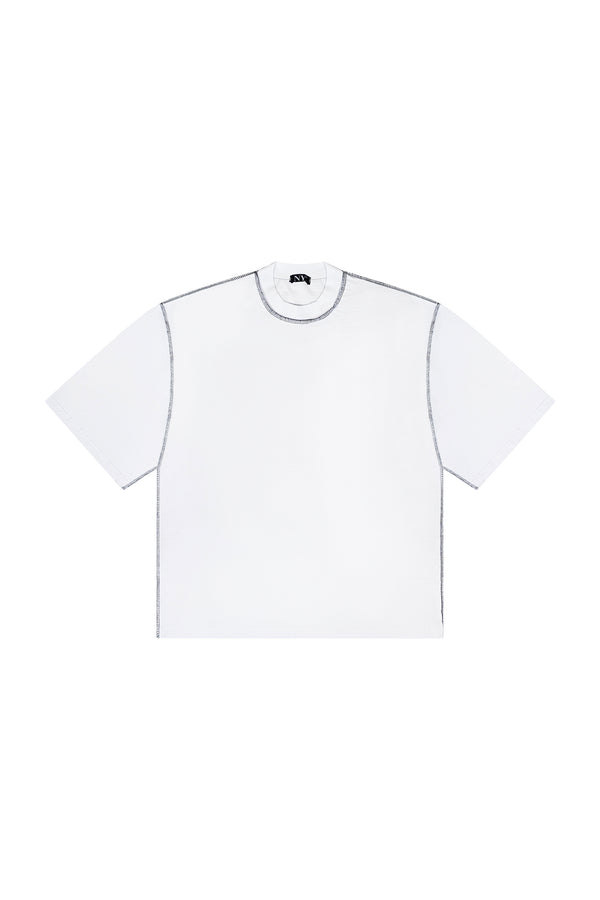 T‑Shirt Bianca Oversize — Cuciture a Contrasto