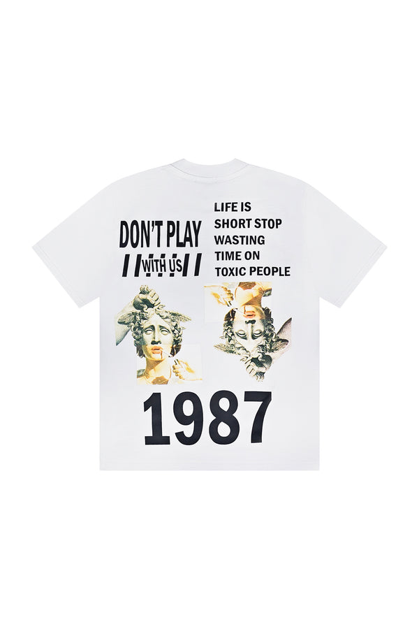 T‑Shirt Bianca — Stampa Retro “DON’T PLAY WITH US”