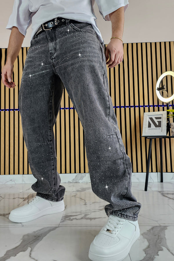 Jeans Diamond Grigio Scuro — Firma & Strass