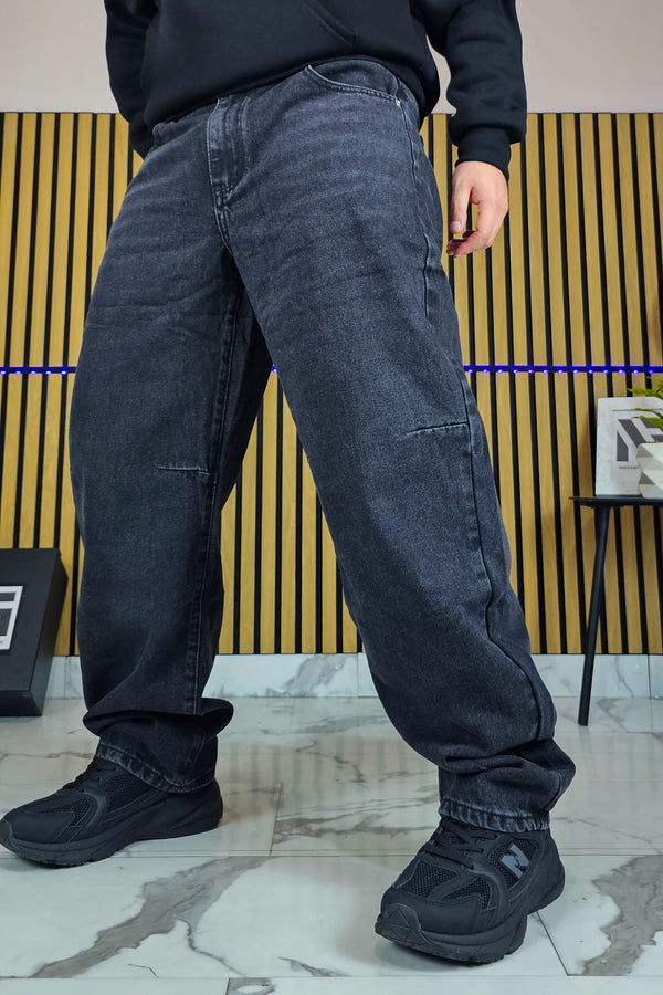 Jeans Baloon Nero — Baffi Sfumati