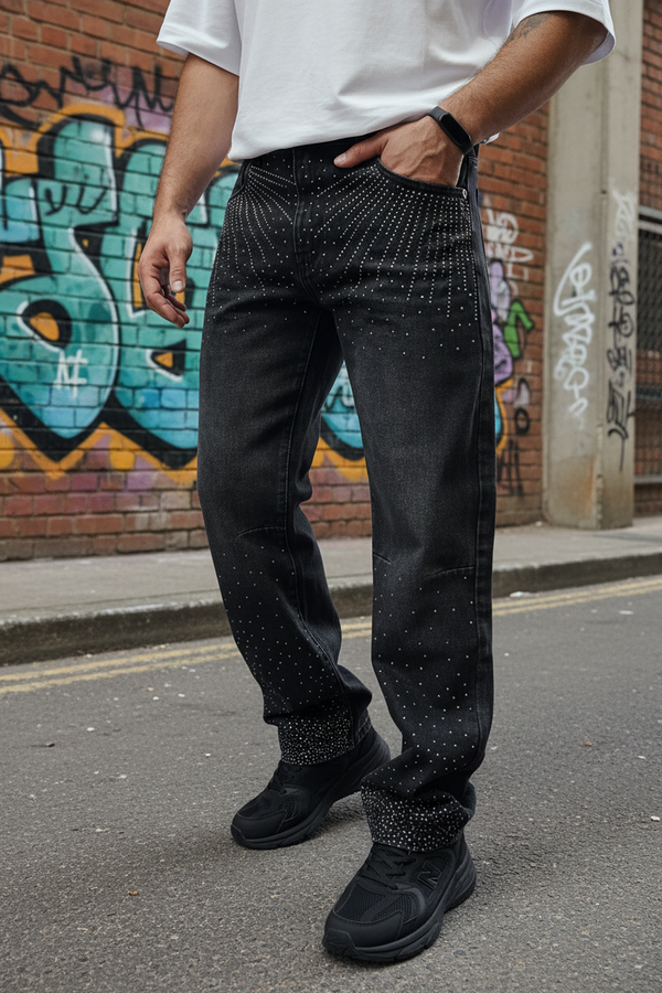 Jeans Diamond Nero — Strass & Baffi