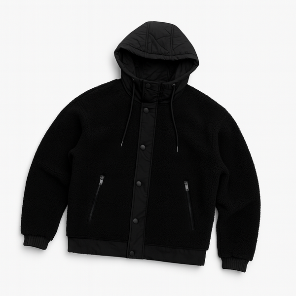 Giubbotto in sherpa con cappuccio