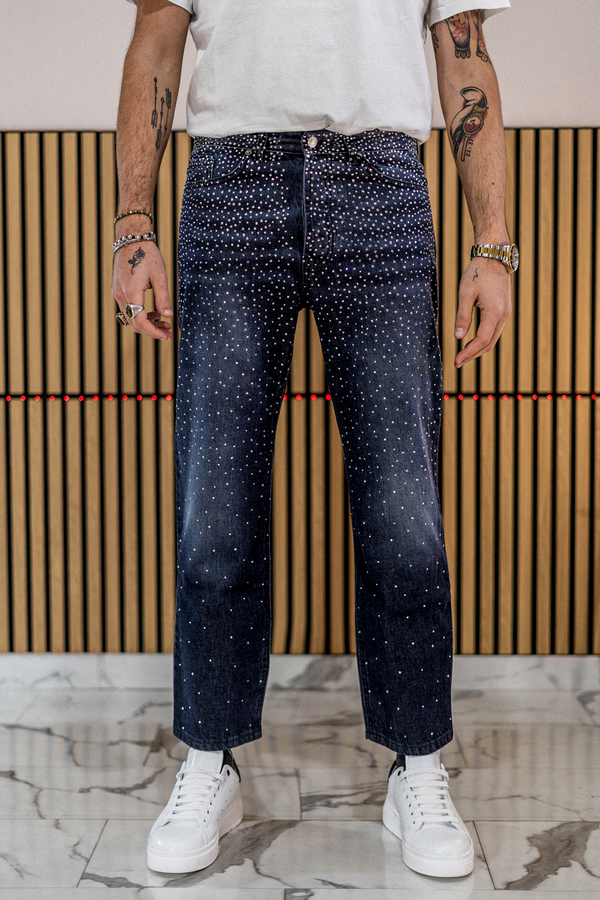 JEANS BLACK DIAMOND STRASS PLATINUM