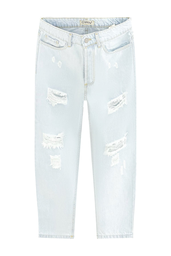 Jeans Carrot Celeste Chiaro — Strappi & Abrasioni