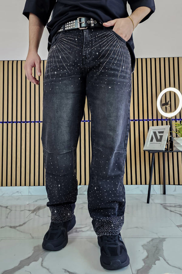 Jeans Diamond Nero — Strass & Baffi